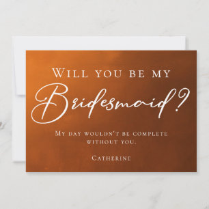 Rustic Burnt Orange Fall Will You Be My Bridesmaid Invitation