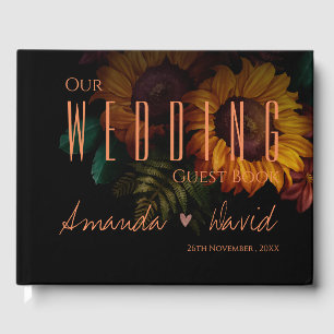 Rustic Burnt Orange Pretty Floral Wedding Guest Book