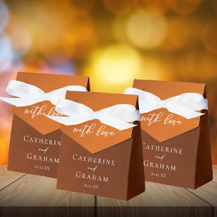 Rustic Burnt Orange Simple Autumn Wedding Favour Box