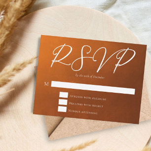 Rustic Burnt Orange Typography Autumn Wedding RSVP Card