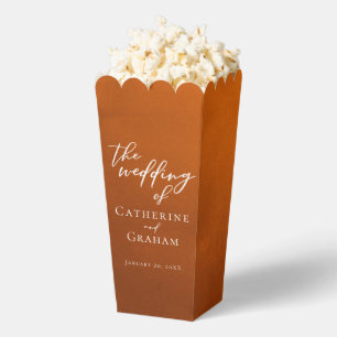 Rustic Burnt Orange Wedding Personalised Popcorn Favour Box