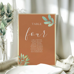 Rustic Burnt Orange Wedding Seating Chart