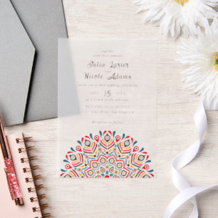 Rustic Burnt Terracotta Mandala Wedding Vellum Invitations