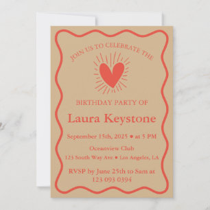 Rustic Burnt Terracotta & Tan Birthday Invitation
