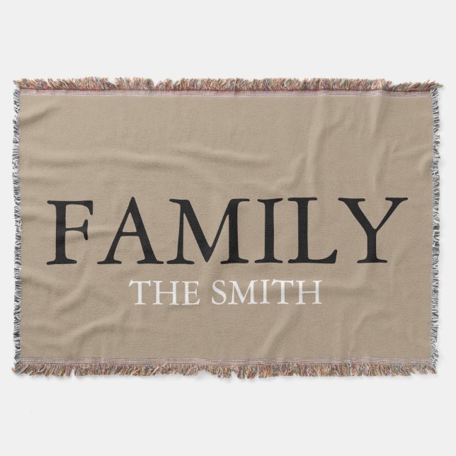 Rustic Burp Family Monogram Throw Blanket (Front)
