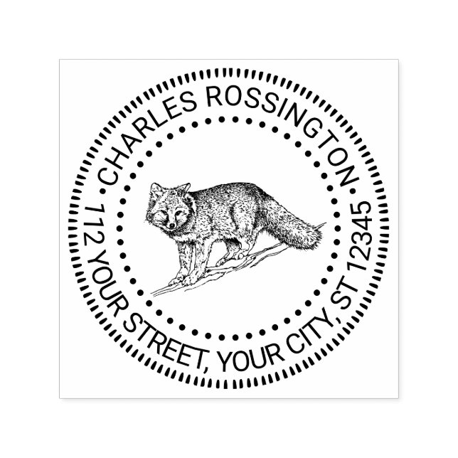 Rustic Bushy Fox Name Return Address Self-inking Stamp (Design)