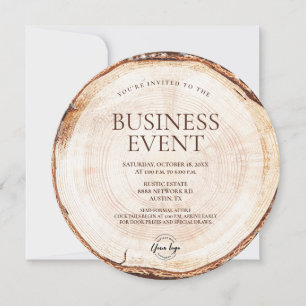 Rustic Business event Wood Grain Custom Invitation