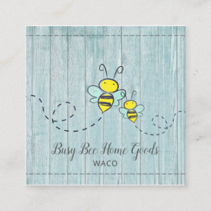 Rustic Busy Bumble Bees Wood Grain Home Goods Square Business Card