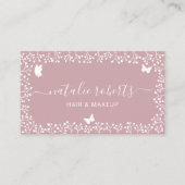 Rustic Butterfly & Flowers Salon & Spa Dusty Pink Business Card (Front)
