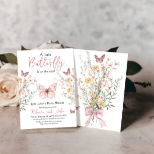 Rustic Butterfly Wildflower Floral Baby Shower Invitation