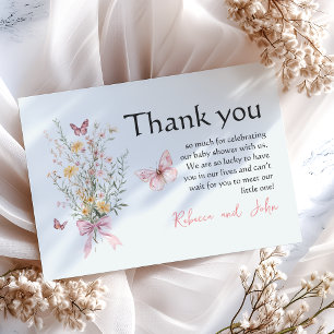 Rustic Butterfly Wildflower Floral Baby Shower Thank You Card