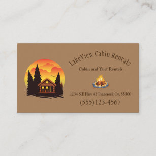 Rustic Cabin Campground Resort Vacation Rental Business Card