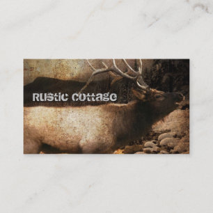 Rustic cabin cottage forest mountain bull elk business card