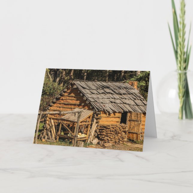 Rustic Cabin Greeting Card (Front)