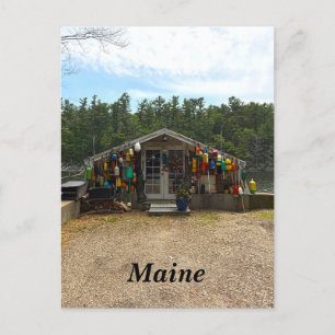 Rustic cabin in Maine Holiday Postcard