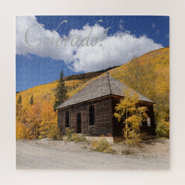 Rustic Cabin in the Brilliant Aspens near Ouray CO Jigsaw Puzzle (Vertical)