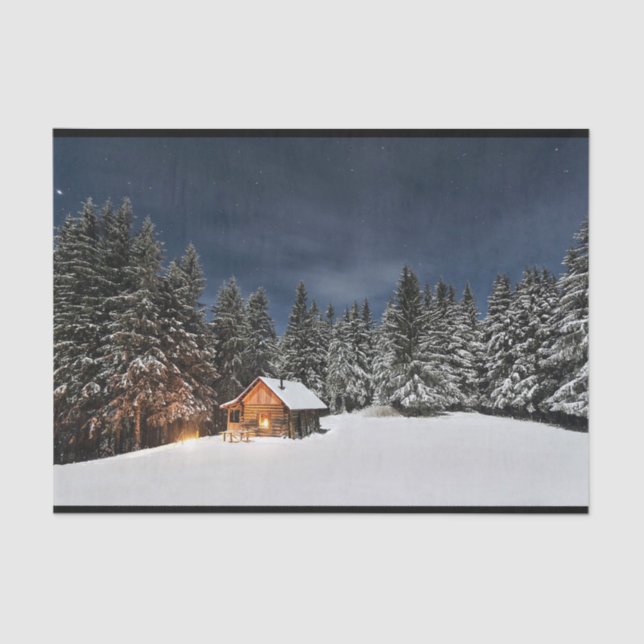 Rustic Cabin Snow Winter Tissue Paper (Front)