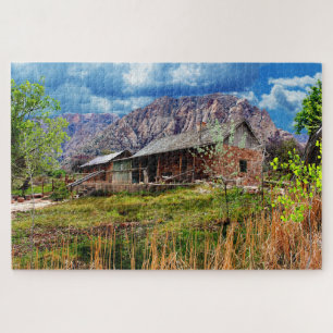 Rustic Cabin Spring Mountain Ranch Nevada Poster P Jigsaw Puzzle