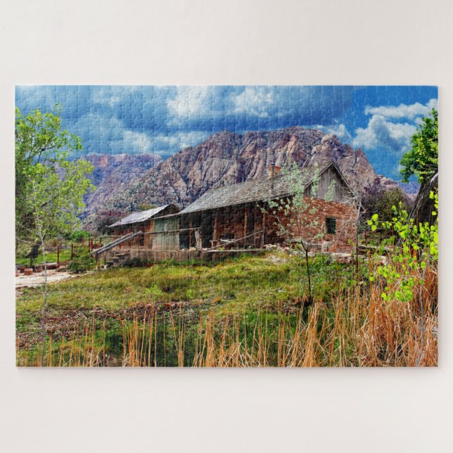 Rustic Cabin Spring Mountain Ranch Nevada Poster P Jigsaw Puzzle (Horizontal)