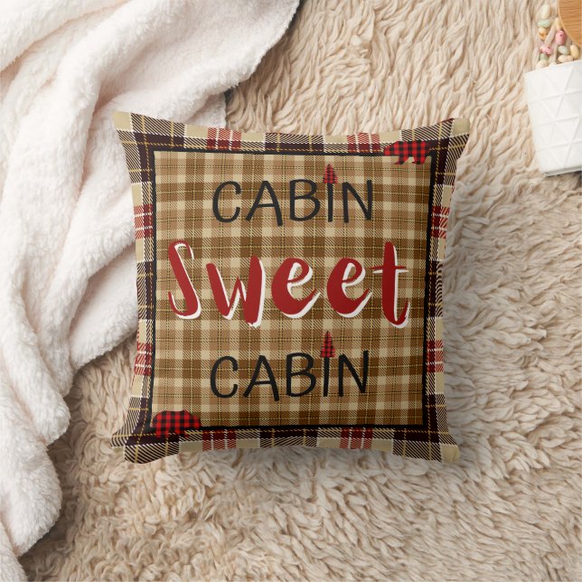 Rustic Cabin Sweet Cabin Scotch Plaid Cushion (Blanket)
