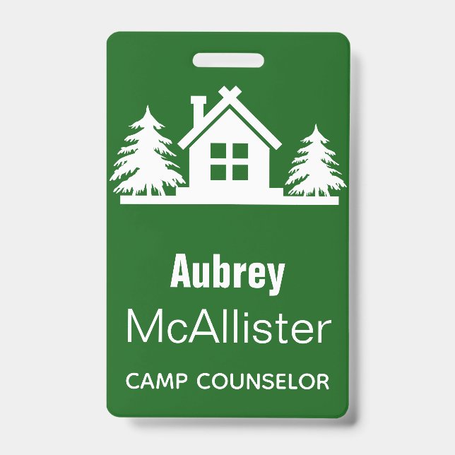 Rustic Cabin & Trees | Camp Counsellor ID Badge (Front)