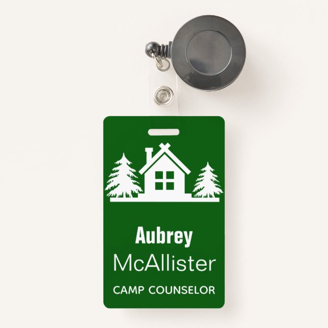 Rustic Cabin & Trees | Camp Counsellor ID Badge (Front with Retractable)