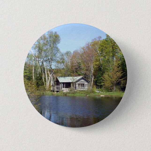 Rustic Cabin Water Scene 6 Cm Round Badge (Front)