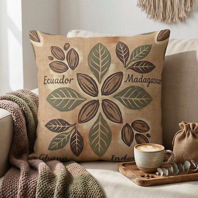 Rustic Cacao Origins Botanical Decor Cushion (Creator Uploaded)