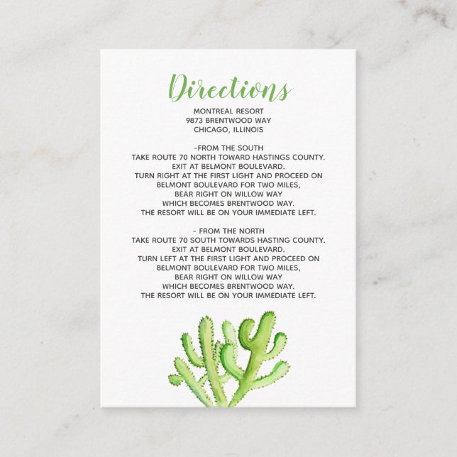 Rustic Cacti Wedding Details Enclosure Card (Front)