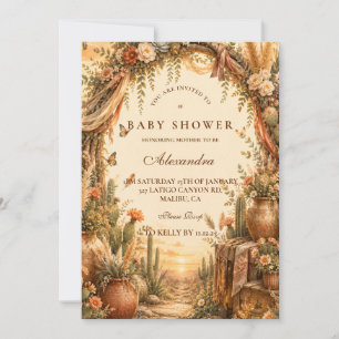 Rustic Cactus Boho Baby Shower Invitation