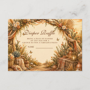 Rustic Cactus Boho Diaper Raffle Enclosure Card