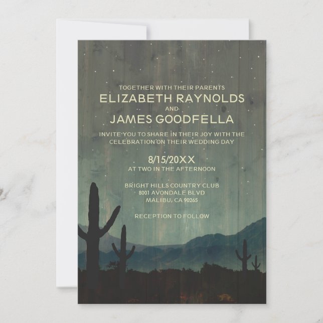 Rustic Cactus Wedding Invitations (Front)