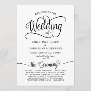 Rustic Calligraphy, Black font, Wedding Ceremony Program