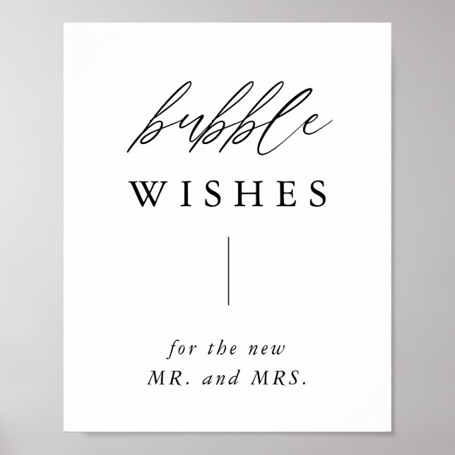 Rustic Calligraphy Bubble Wishes Send Off Sign (Front)