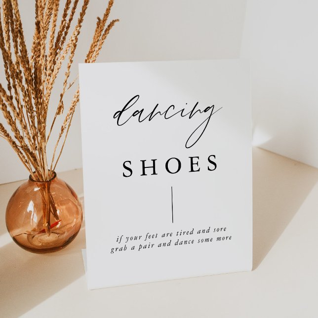 Rustic Calligraphy Elegant Wedding Dancing Shoes P Pedestal Sign (Creator Uploaded)