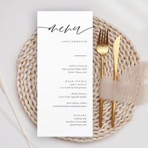 Rustic Calligraphy Elegant Wedding Menu Cards