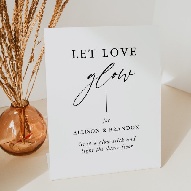 Rustic Calligraphy Let Love Glow Wedding Send Off  Pedestal Sign (Creator Uploaded)