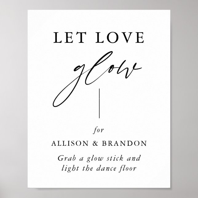 Rustic Calligraphy Let Love Glow Wedding Send Off Poster (Front)