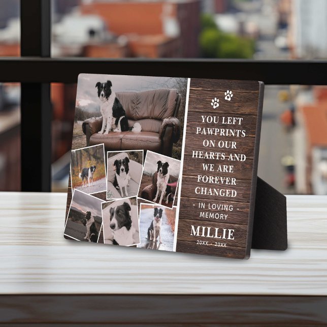 Rustic Calligraphy Pet Memorial Photo Collage Plaq Plaque (Creator Uploaded)