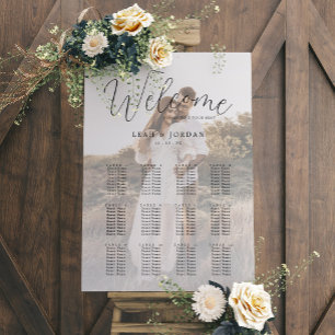 Rustic Calligraphy Photo Wedding Seating Chart