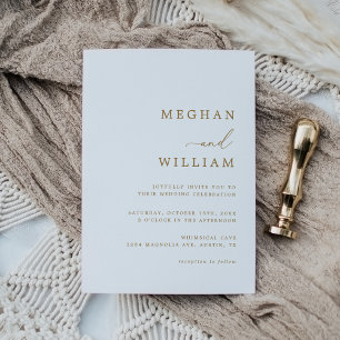 Rustic Calligraphy Script Gold Wedding Invitation