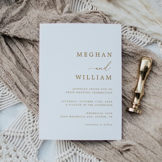 Rustic Calligraphy Script Gold Wedding Invitation (Creator Uploaded)