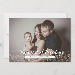 Rustic Calligraphy & Snowflake Lace Holiday Photo Card