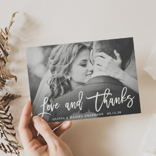 Rustic Calligraphy Wedding Thank You Photo Card