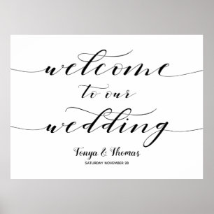 Rustic Calligraphy Welcome Our Wedding Large Sign