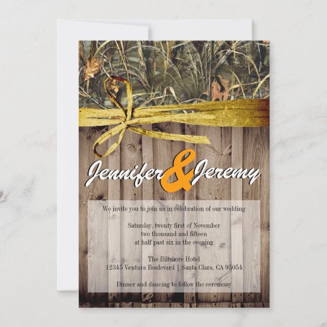 Rustic Camo and Twine Wedding Invitation (Front)