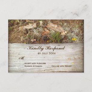 Rustic Camo and Wood Country Wedding RSVP Cards