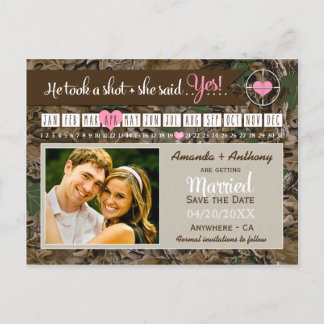 Rustic Camo Calendar Photo Save The Date Cards