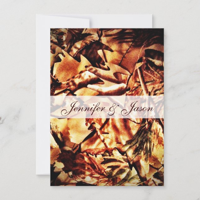 Rustic Camo Camouflage Lace Wedding Invitations (Front)