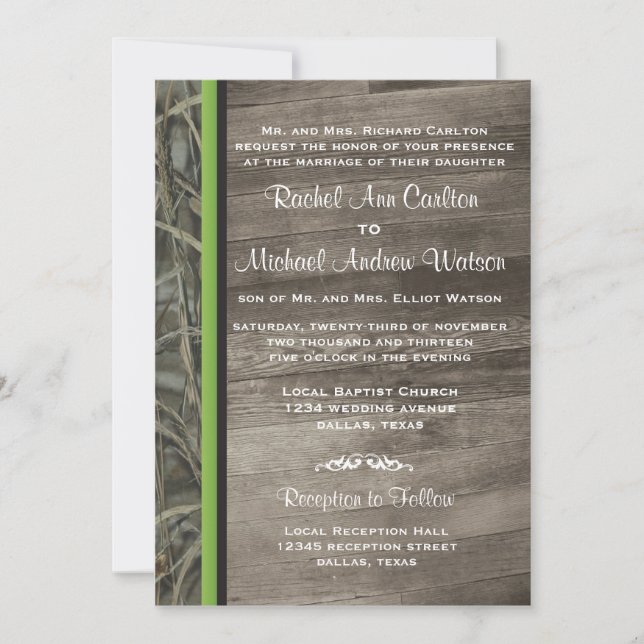 Rustic Camo Wedding Invitations (Front)